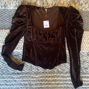 Velvet long sleeve top
